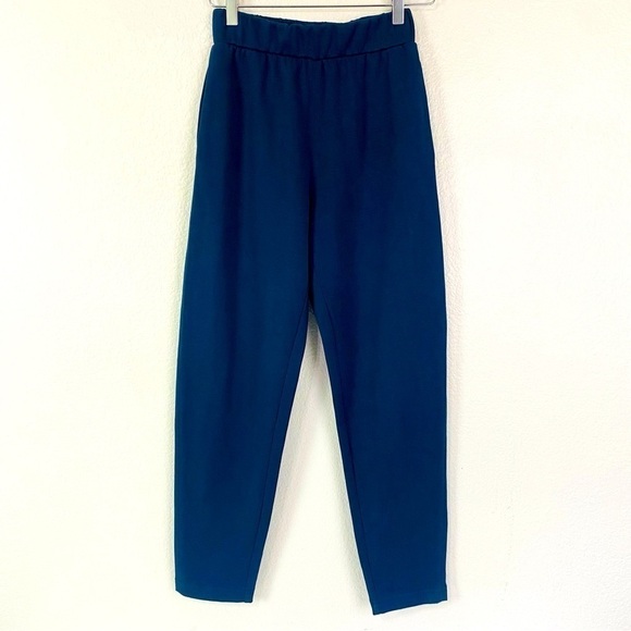 Max Mara Leisure Pesca Stretch Pull On Navy Trousers Size S - Picture 2 of 10